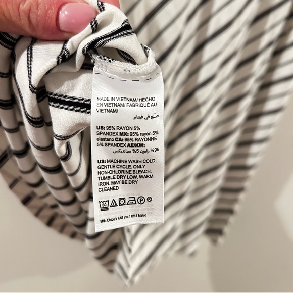 Chico's Black and White Diagonal Stripe Mock Neck Tank Top | Size 3  (XL)| NWT - Picture 6 of 6